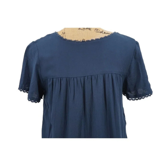 Mod Cloth‎ Dress Women Small S Blue Floral Embroidery Short Sleeve Pullover - Picture 6 of 9